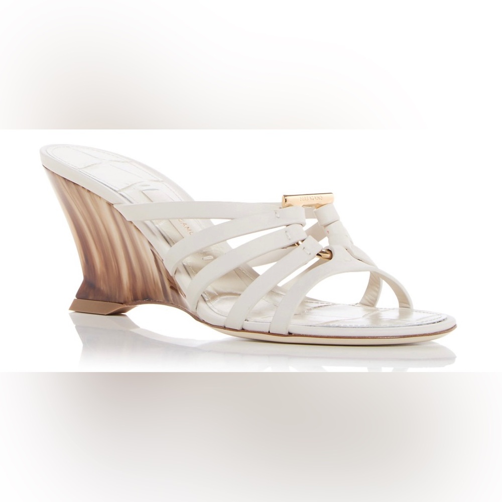 NIB FERRAGAMO Women's Anemone Wedge Slide Sandals